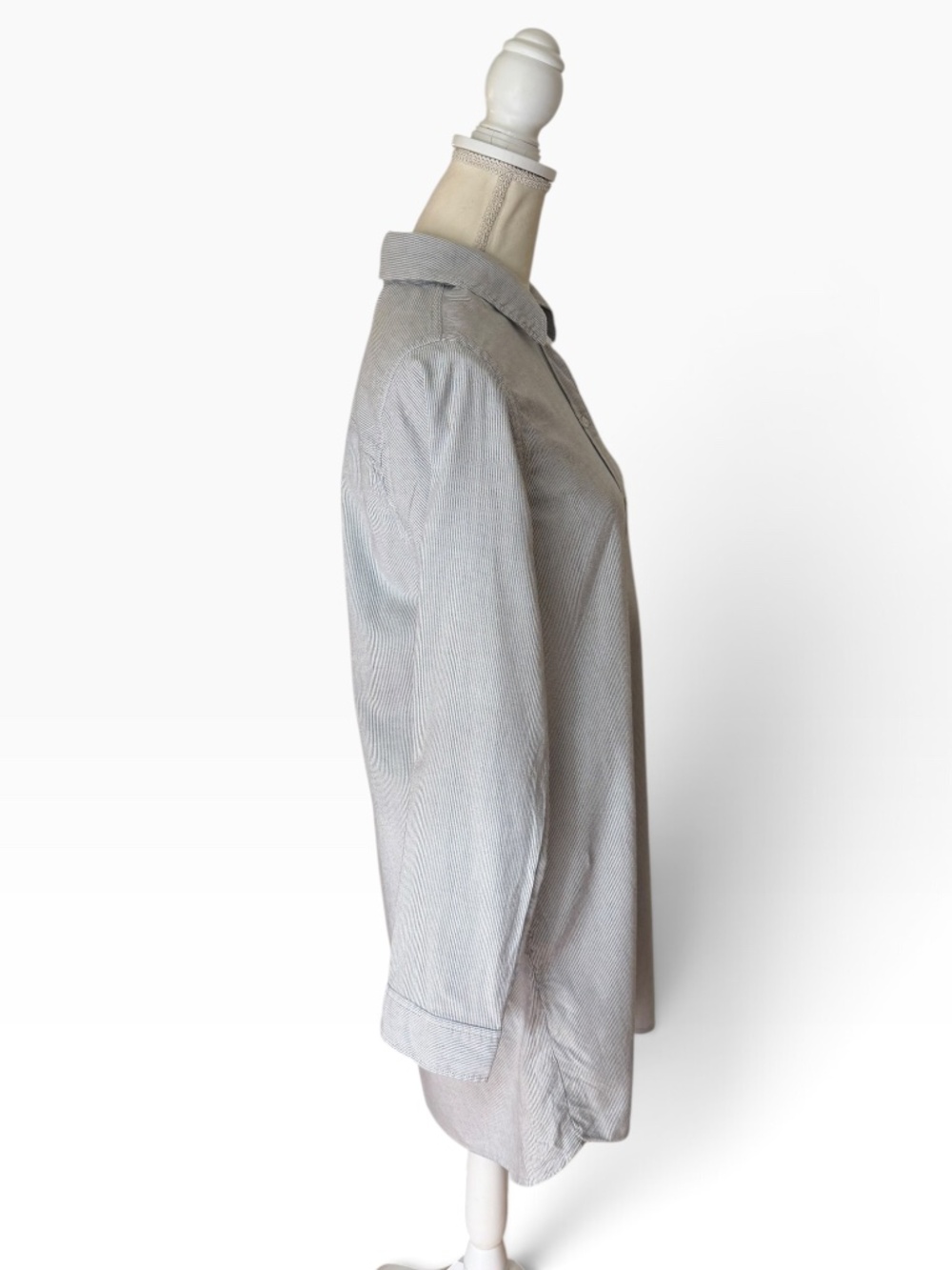 Faherty Pinstripe Shirt Dress Womens M Blue White Cotton Lyocell Button Front - Picture 4 of 10